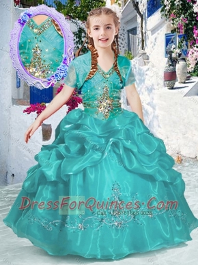 New Style Halter Top Bubles Little Girl Pageant Dresses in Turquoise