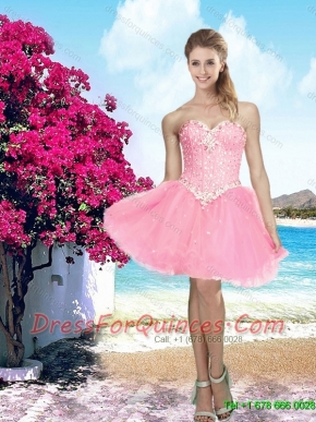 Summer 2016 Pretty Pink Sweetheart Dama Dress with Beading for Cocktail