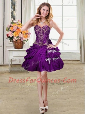 Pick Ups Purple Sleeveless Taffeta Lace Up Prom Dresses for Prom and Party