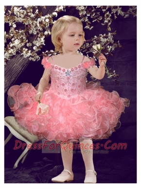 2014 Popular Ball Gown Mini-length Watermelon Little Girl Dress