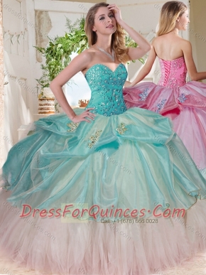 Gorgeous Beaded Bodice and Applique Big Puffy Classical Quinceanera Dress for 2016