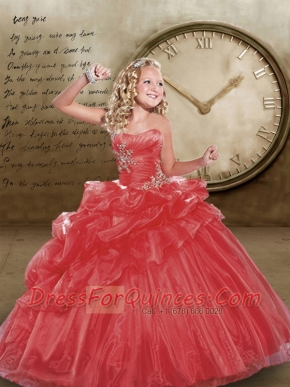 Popular Strapless Red Little Girl Pageant Dress with Appliques and Pick-ups