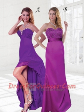 Sweetheart Asymmetrical  Column Elegent Dama Dresses For 2015