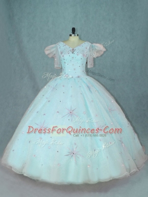 Dynamic Floor Length Zipper Quinceanera Gown Apple Green for Sweet 16 and Quinceanera with Beading