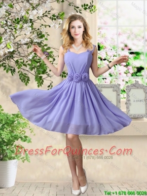 Simple 2016 Straps Hand Made Flowers Prom Dresses