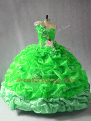 Free and Easy Sleeveless Floor Length Pick Ups and Hand Made Flower Lace Up Vestidos de Quinceanera