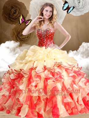 Fashionable Multi Color Sweet 16 Dresses with Beading and Ruffles