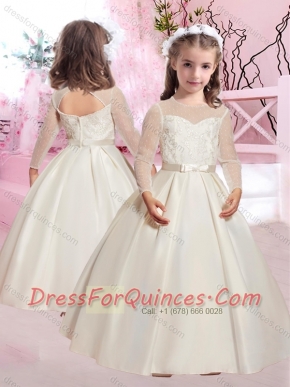 Popular Applique and Belted A Line Adorable Little Girl Pageant Dress in Taffeta