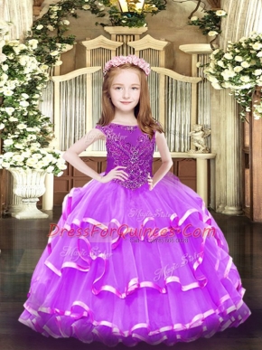 Beauteous Floor Length Ball Gowns Sleeveless Lavender Pageant Dress for Teens Zipper