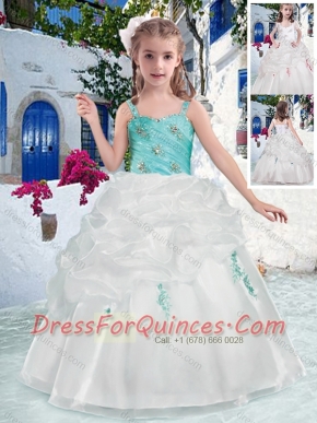 Fashionable Straps Flower Girl Dresses with Beading and Bubles