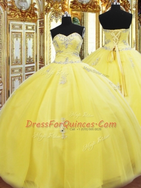 Sexy Floor Length Gold Vestidos de Quinceanera Sweetheart Sleeveless Lace Up