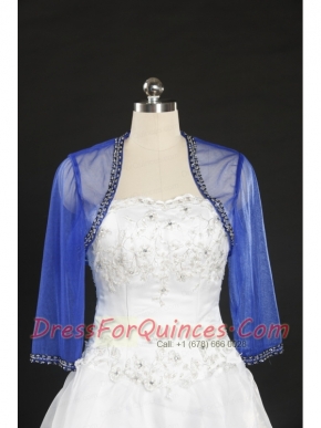 2015 Discount Royal Blue Long Sleeves Wraps with Beading