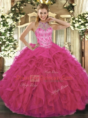 Decent Sleeveless Beading and Embroidery Lace Up Quinceanera Dress