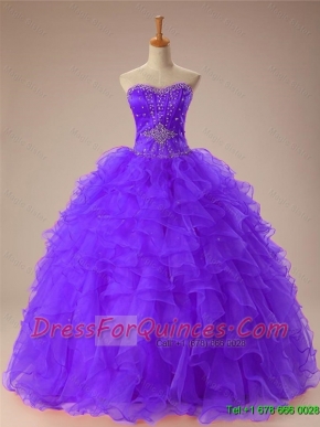 2015 Beautiful Sweetheart Beaded Quinceanera Dresses with Ruffles