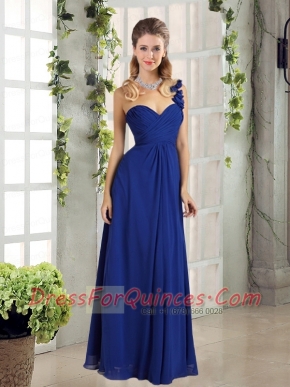 2015 Empire Ruching One Shoulder Dama Dress in Royal Blue