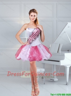 Cheap Multi Color Ruffled Strapless Prom Gown with Beading