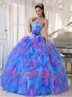 Sweetheart Multi-color Organza Beautiful Quinceanera Dress With Appliques And Bead