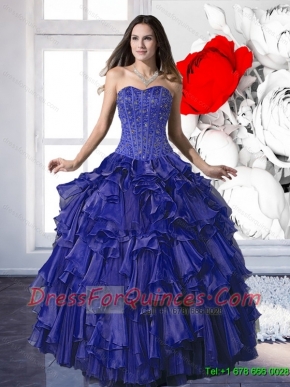 Pretty Beading and Ruffles Ball Gown Quinceanera Dresses for 2015