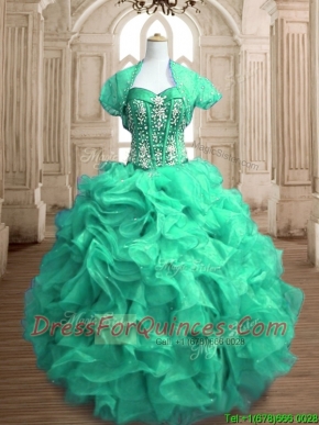 Perfect Beaded and Ruffled Sweet 16 Dress in Spring Green