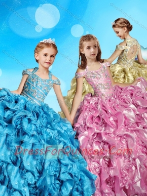 Gorgeous Organza Beaded Bodice Adorable Little Girl Pageant Dress with Open Back