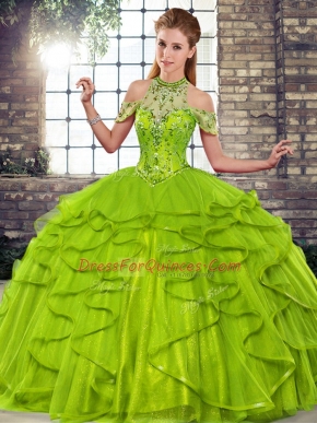 Sleeveless Beading and Ruffles Lace Up 15 Quinceanera Dress