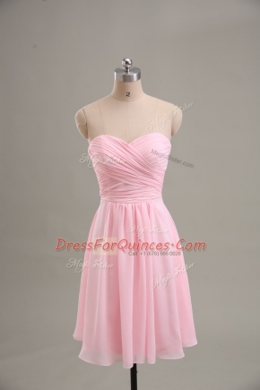 Sweetheart Sleeveless Chiffon Homecoming Dress Ruching Zipper