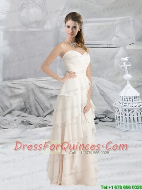 Perfect Empire Ruffles Sweetheart White Prom Dress for 2015