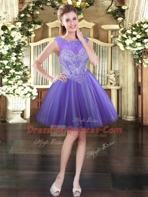 Sleeveless Beading Lace Up Prom Gown