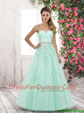 2016 Elegant Spring Strapless Side Zipper Prom Dresses in Apple Green