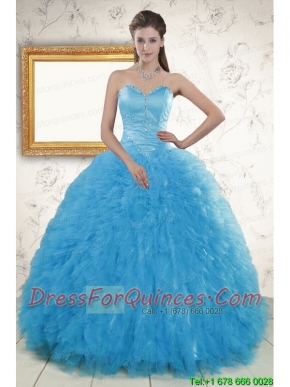 2015 Remarkable Beading Quinceanera Dresses in Baby Blue