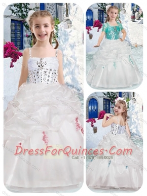 Best Spaghetti Straps Flower Girl Dresses with Beading and Bubles