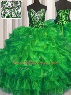 Sweetheart Sleeveless Lace Up Quinceanera Gowns Organza