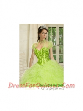 The Brand New Style  Beading and Ruffles Quinceanera Jacket in Spring Green