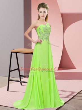 Stunning Floor Length Homecoming Dress One Shoulder Sleeveless Side Zipper
