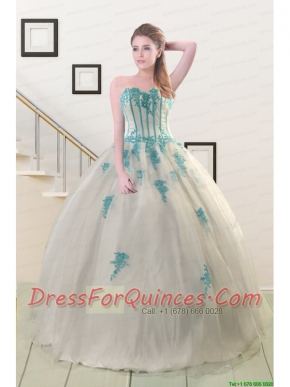 2015 Fast Delivery Appliques Quinceanera Dresses in Champagne