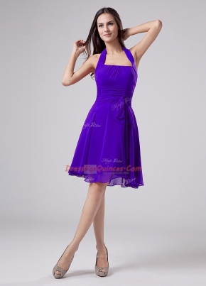 Purple Sleeveless Chiffon Zipper Prom Dress for Prom and Party