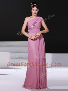 Lilac One Shoulder Neckline Ruching Prom Dresses Sleeveless Criss Cross