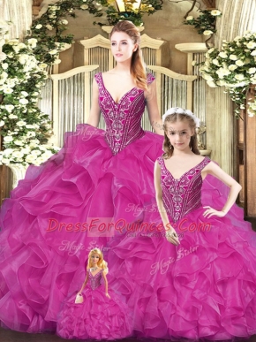 Exquisite Tulle Sleeveless Floor Length Quinceanera Gown and Beading and Ruffles