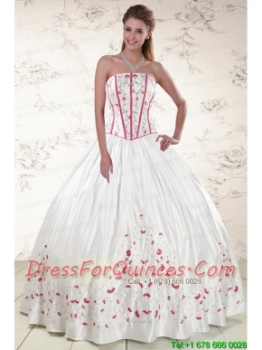2015 Cheap Strapless Quinceanera Dresses with Appliques
