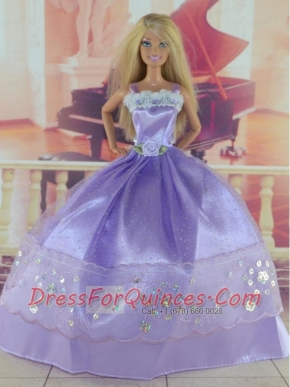 Gorgeous Lilac Gown With Sequins Made to Fit the Barbie Doll