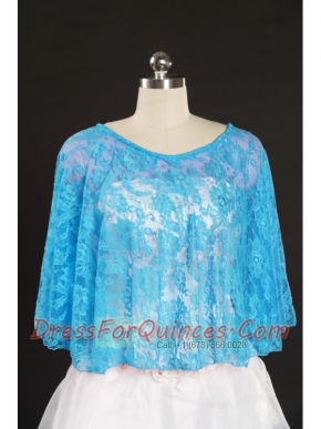 Fashionable Beading Lace Wraps in Aqua Blue