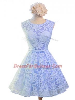 Lavender Sleeveless Lace Lace Up Dama Dress for Quinceanera for Prom and Party and Wedding Party