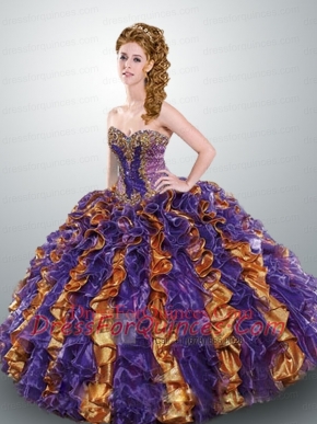 2014 Popular Strapless Muti-color Quinceanera Dresses with Ruffles