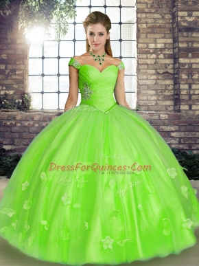 Clearance Lace Up Vestidos de Quinceanera Beading and Appliques Sleeveless Floor Length