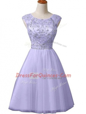 Gorgeous Lavender Zipper Scoop Beading Homecoming Dress Tulle Sleeveless