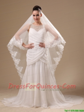 Lace Appliques One-tier Cathedral Tulle Stylish Wedding Veil