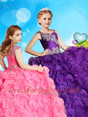 Latest Asymmetrical Neckline Adorable Little Girl Pageant Dress in Rolling Flowers