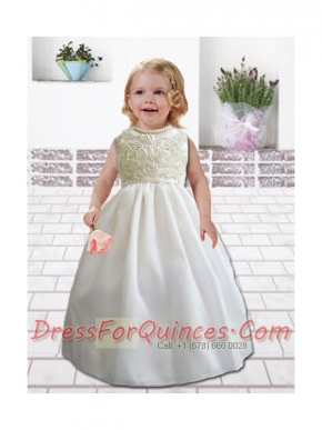 Pretty Ball Gown Floor-length Flower Girl Dress with Rolling Flowers