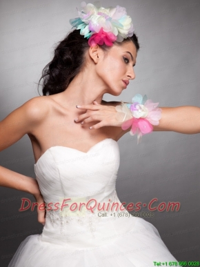 Colorful Organza Hand Made Flower Headpieces Wrist Corsage