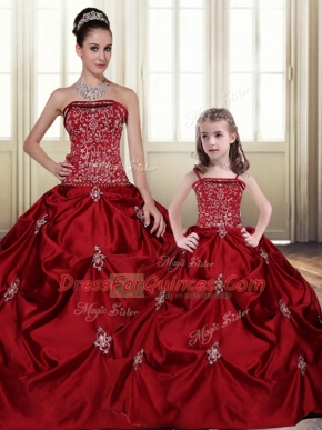 Most Popular Sleeveless Embroidery and Pick Ups Lace Up Quinceanera Dresses
